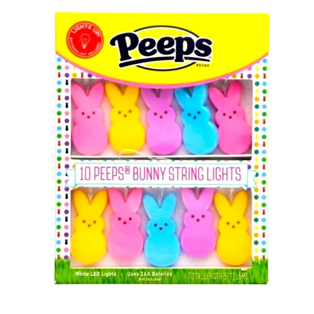 Peeps Multicolor Large Bunny String LED Lights Set of 10 NWT